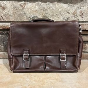 Mens Womens VIntage Coach Brown Leather Messenger Laptop Bag